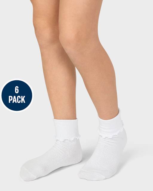 Girls Ruffle Turn Cuff Socks 6-Pack