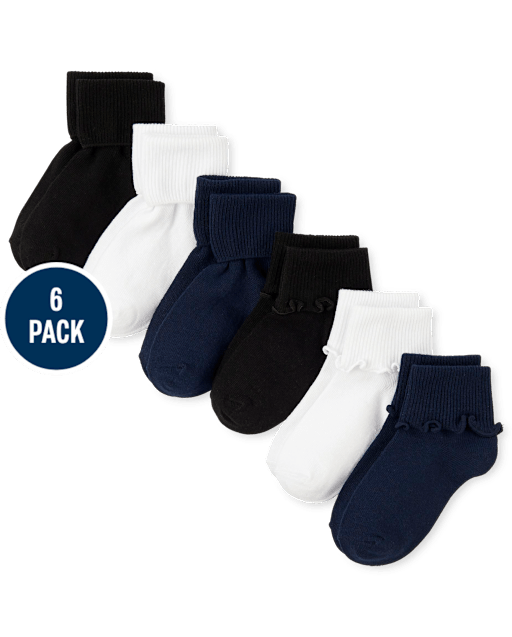 Girls Ruffle Turn Cuff Socks 6-Pack