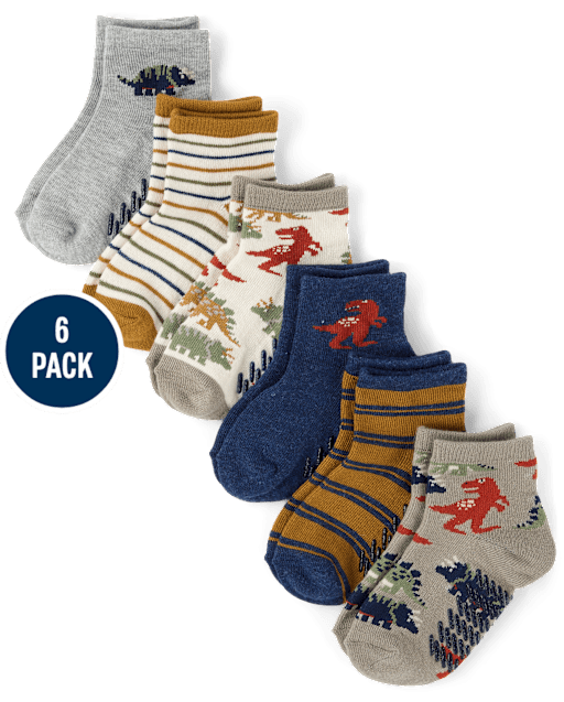 Lot de 6 paires de chaussettes midi dinosaures pour tout-petits garçons