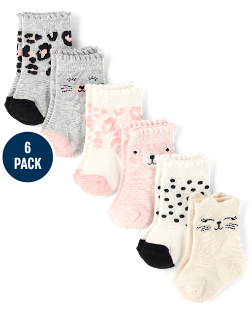 Baby Girls Cat Midi Socks 6-Pack