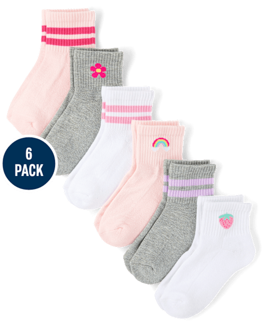 Lot de 6 paires de chaussettes mi-longues rembourrées Icon pour petites filles