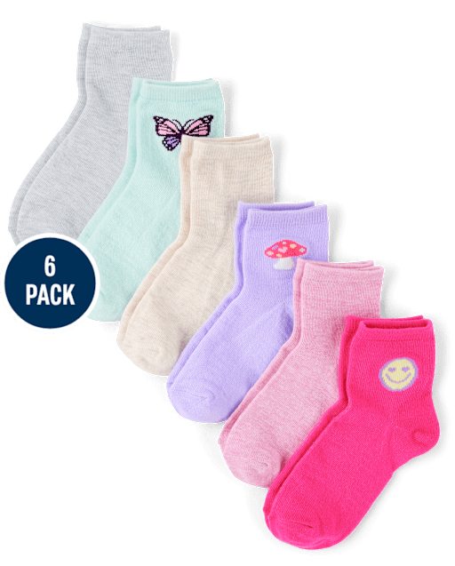 Lot de 6 paires de chaussettes mi-longues Icon pour filles