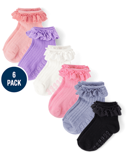 Toddler Girls Ruffle Eyelet Midi Socks 6-Pack