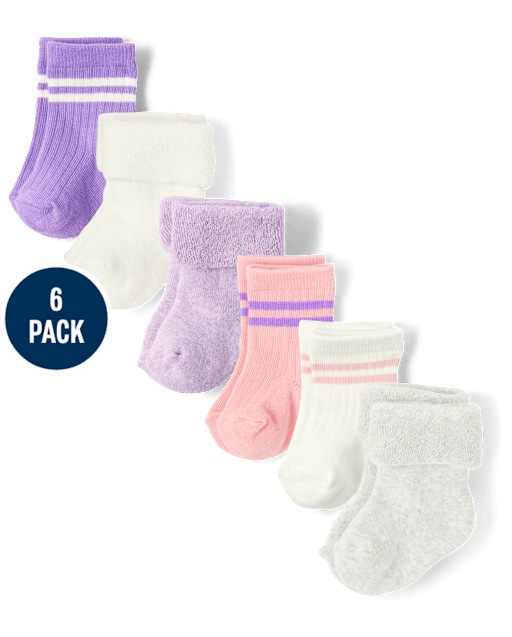 Baby Girls Striped Midi Socks 6-Pack
