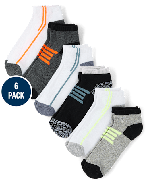 Boys Colorblock Cushioned Ankle Socks 6-Pack