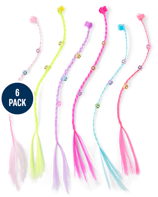Lot de 6 extensions de cheveux perlées pour filles
