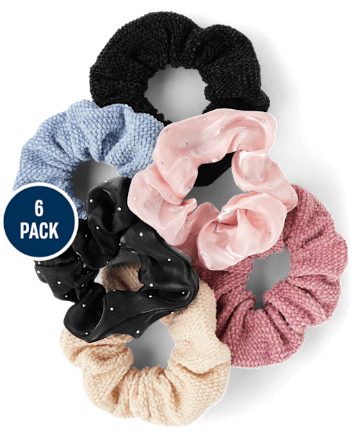 Girls Rhinestone Scrunchie 6-Pack