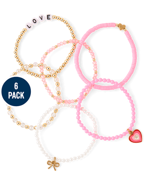 Girls Love Beaded Bracelet 6-Pack