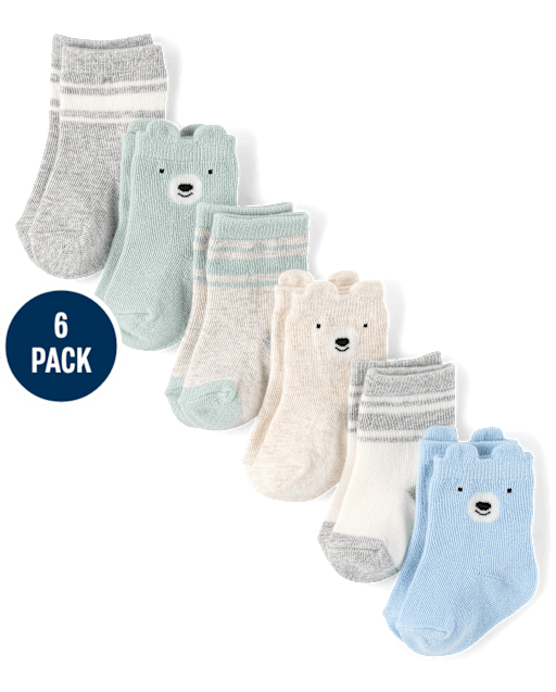 Baby Boys Bear Midi Socks 6-Pack