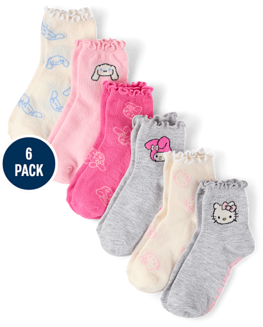 Girls Hello KittyÂ® And Friends Midi Socks 6-Pack