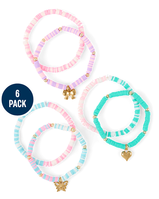 Girls Butterfly Beaded Bracelet 6-Pack