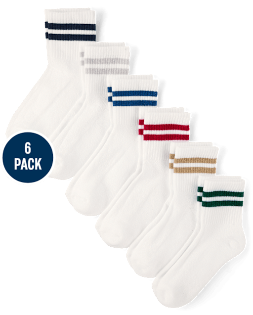 Boys Striped Cushioned Midi Socks 6-Pack