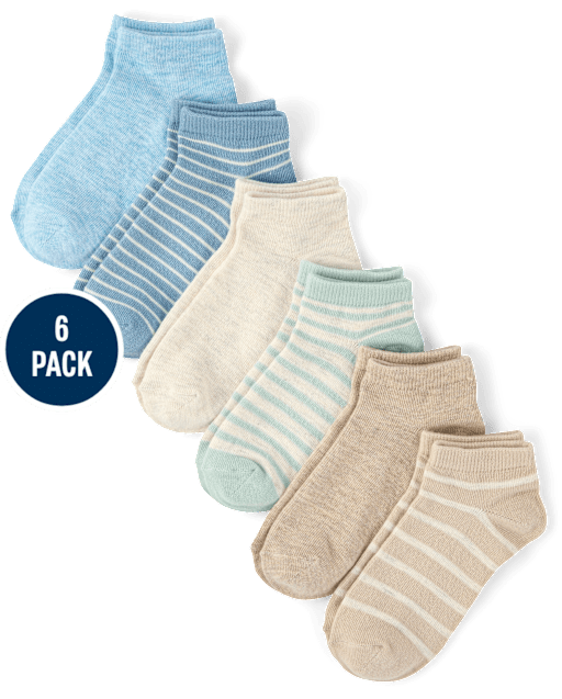 Boys Striped Ankle Socks 6-Pack