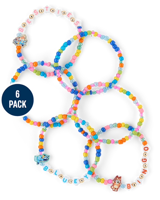 Bracelet Bluey™ pour filles, lot de 6, orné de perles, idéal pour les meilleures amies
