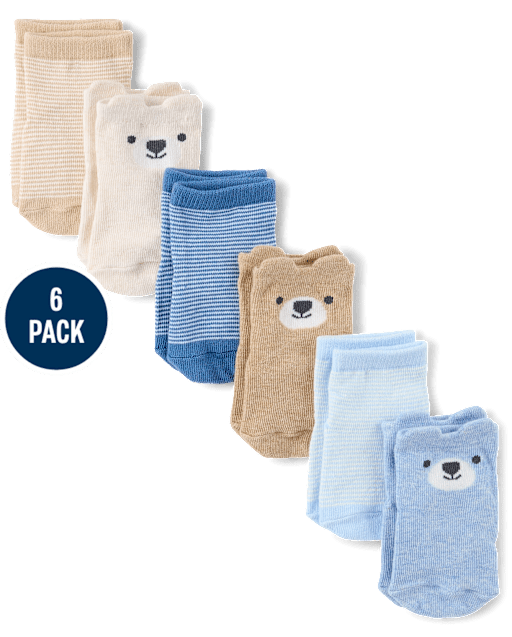 Baby Boys Bear Midi Socks 6-Pack