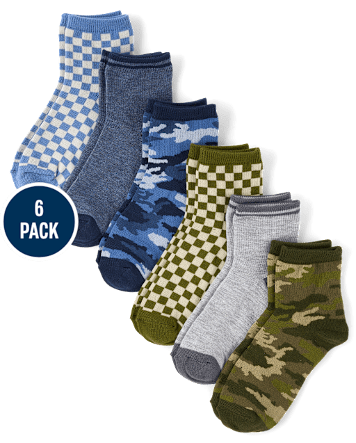 Boys Camo Midi Socks 6-Pack