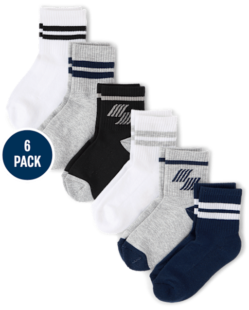 Boys Striped Cushioned Midi Socks 6-Pack
