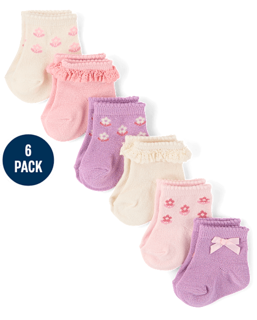 Baby Girls Floral Scalloped Midi Socks 6-Pack