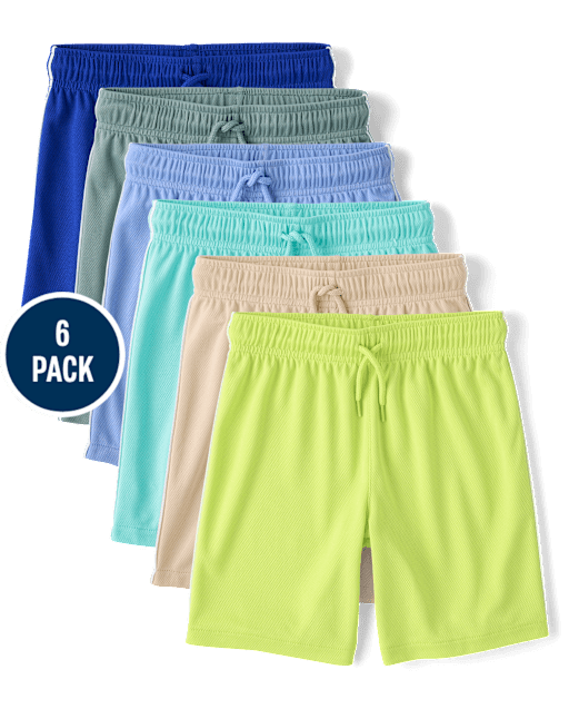 Kids Quick Dry Side Stripe Mesh Active Shorts 6-Pack