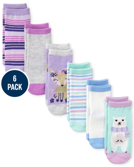 Paquete de 6 pares de calcetines midi de invierno para niñas pequeñas