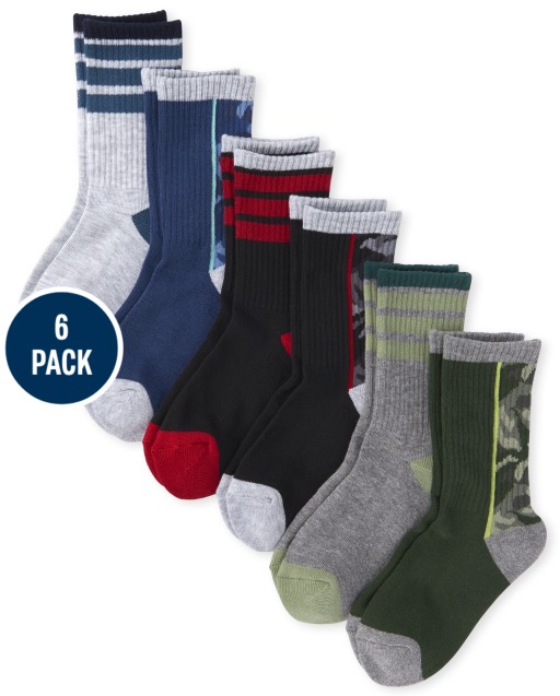 Pack de 6 pares de calcetines deportivos acolchados de camuflaje para niños