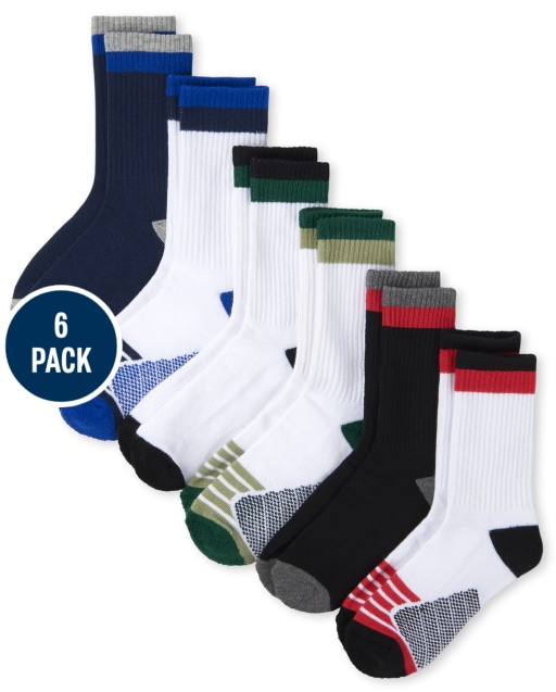 The Childrens Place Big Boys 6 Pack Novelty Graphic Ankle Socks 