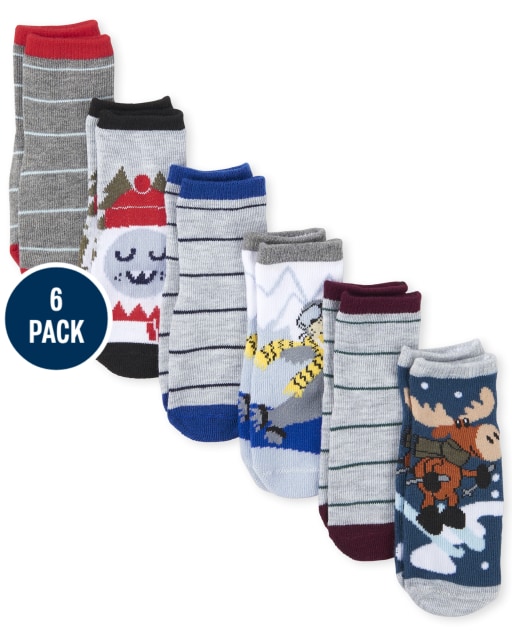 Paquete de 6 calcetines a media pierna de invierno para niños pequeños