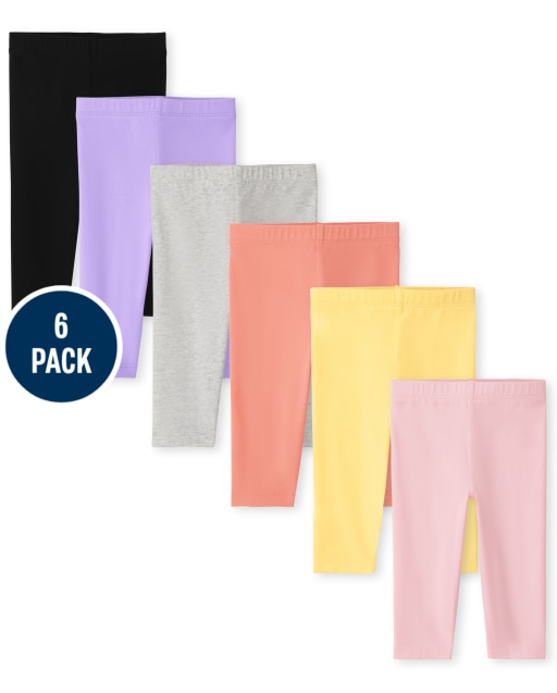 Paquete de 6 calzas capri tejidas para niñas pequeñas