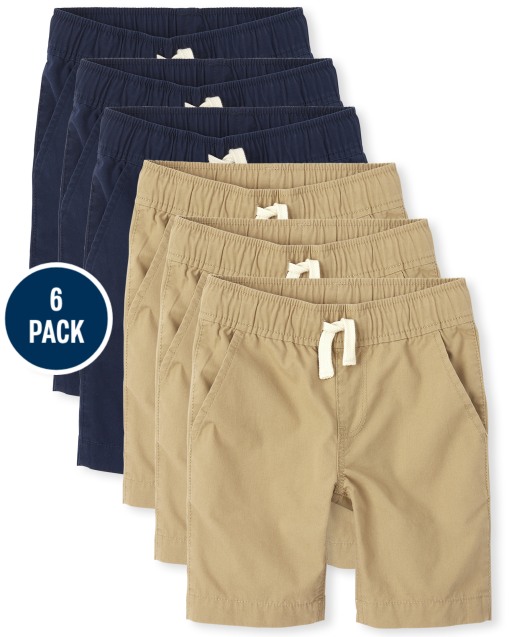 Paquete de 6 pantalones cortos tipo jogger tejidos de uniforme para niños