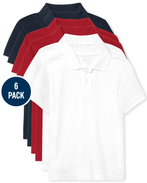 Boys Uniform Short Sleeve Pique Polo 6-Pack