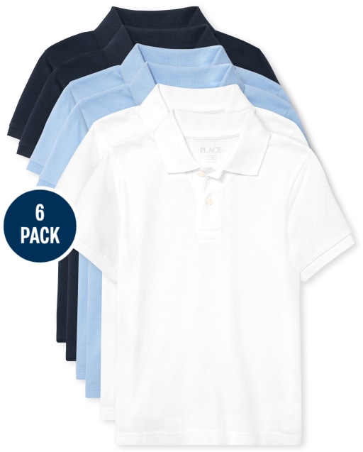 Boys Uniform Short Sleeve Pique Polo 6-Pack
