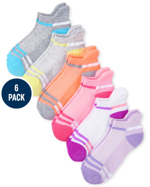 Paquete de 6 calcetines tobilleros acolchados para niñas
