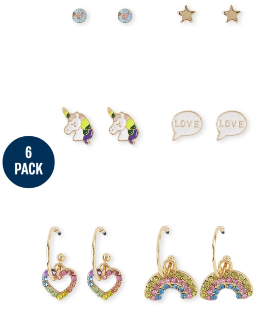 Girls Rainbow Earrings 6-Pack
