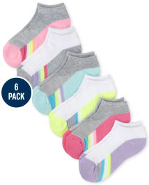 Paquete de 6 calcetines tobilleros acolchados con bloques de colores para niñas