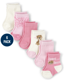 Baby Girls Leopard Midi Socks 6-Pack