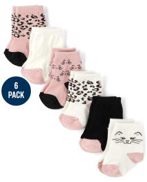 Baby Girls Leopard Midi Socks 6-Pack