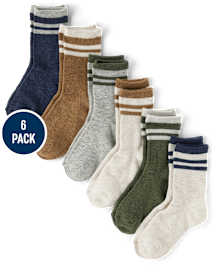 Boys Striped Crew Socks 6-Pack