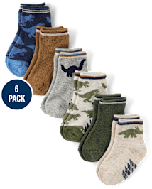 Baby And Toddler Boys Dino Midi Socks 6-Pack