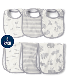 Unisex Baby Animal Bib And Burp Cloth 6-Piece Set