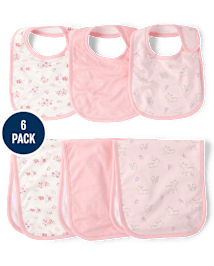 Baby Girls Floral Deer Bib And Burp Cloth 6-Piece Set