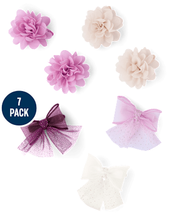 Girls Floral Bow Hair Clip 7-Pack - Magical Meadows