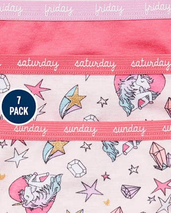 Lot de 7 sous-vêtements licorne scintillants Days Of The Week pour filles