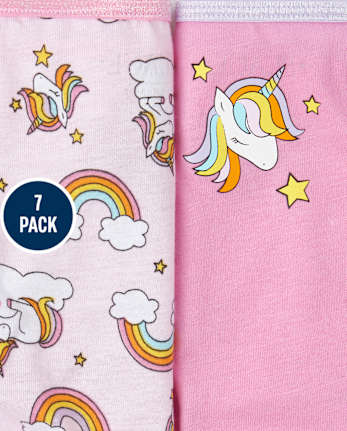 Paquete de 7 calzoncillos de unicornio arcoíris para niñas