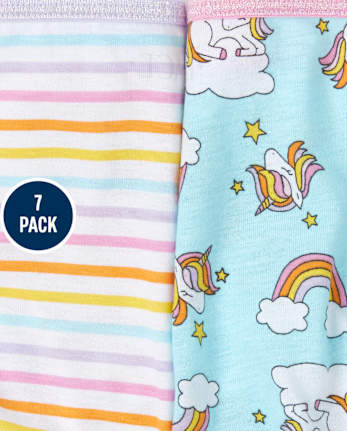 Paquete de 7 calzoncillos de unicornio arcoíris para niñas