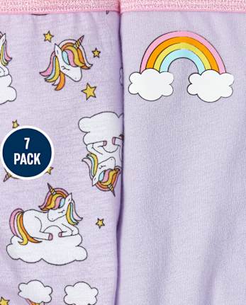 Paquete de 7 calzoncillos de unicornio arcoíris para niñas