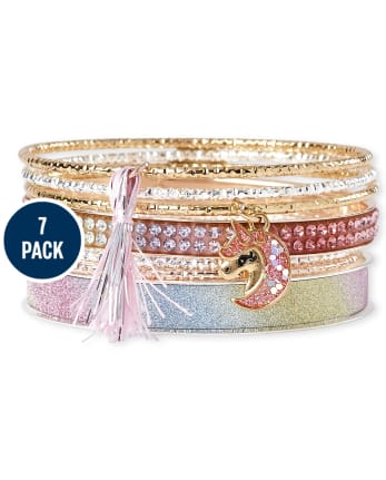 Girls Unicorn Bangle Bracelet 7-Pack