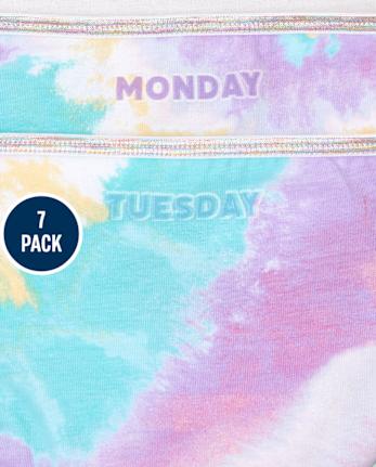 Lot de 7 hipsters tie-dye pour filles, jours de la semaine
