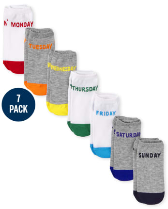 Paquete de 7 calcetines tobilleros unisex para niños Days Of The Week