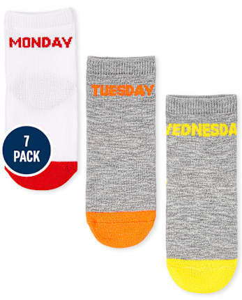 Lot de 7 paires de chaussettes unisexes pour bébés et tout-petits Jours de la semaine