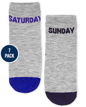 Lot de 7 paires de chaussettes unisexes pour bébés et tout-petits Jours de la semaine